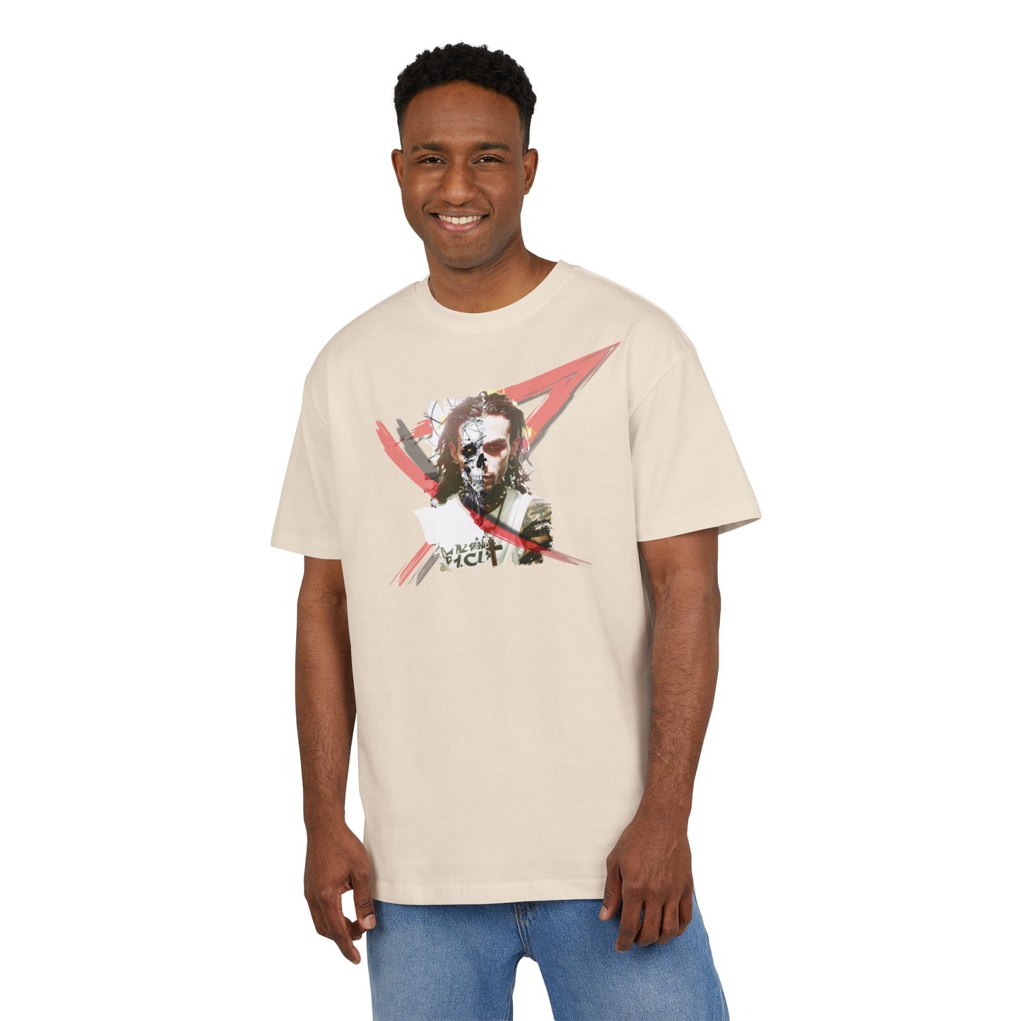 Unisex Heavy Oversize Tee with Artistic Design, Casual T-Shirt, Graphic Tee for Art Lovers, Gift for Creative Friends, Trendy Streetwear