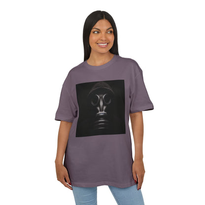 Unisex Heavy Oversize Tee with Bold Gas Mask Design, Streetwear, Artistic Tee, Gift for Trendsetters, Casual Wear, Grunge Fashion