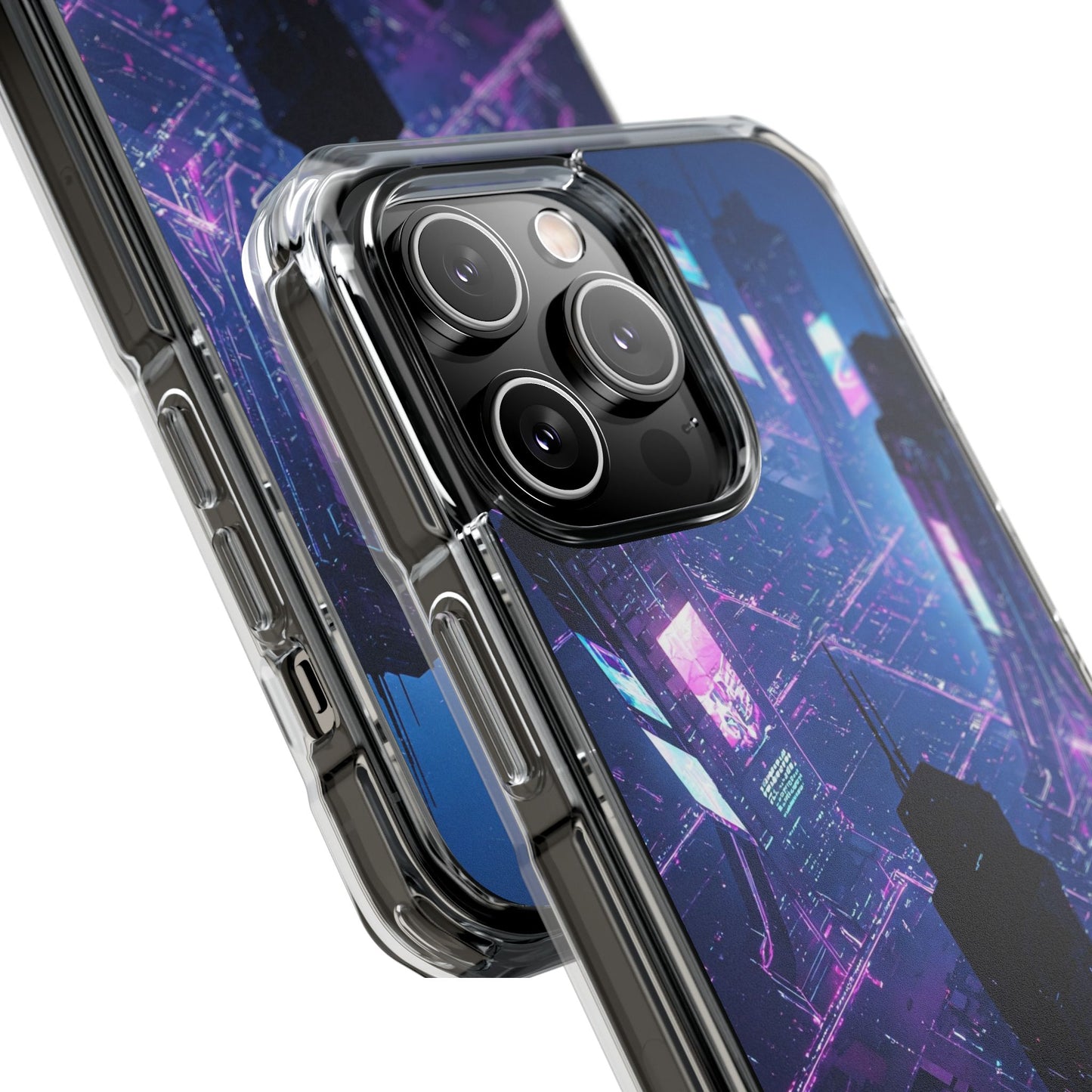 Futuristic Cityscape Phone Case, Customizable Clear Impact Case, Gift for Tech Lovers, Unique Phone Accessory, Aesthetic Cell Phone Cover