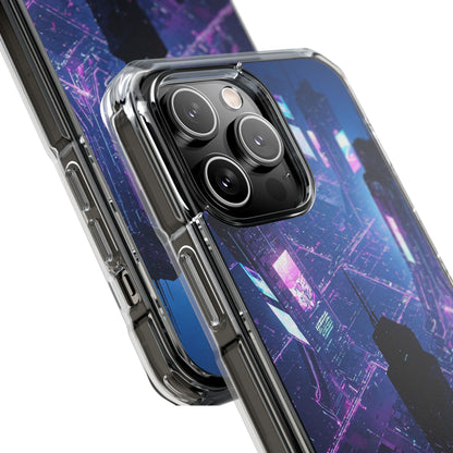 Futuristic Cityscape Phone Case, Customizable Clear Impact Case, Gift for Tech Lovers, Unique Phone Accessory, Aesthetic Cell Phone Cover