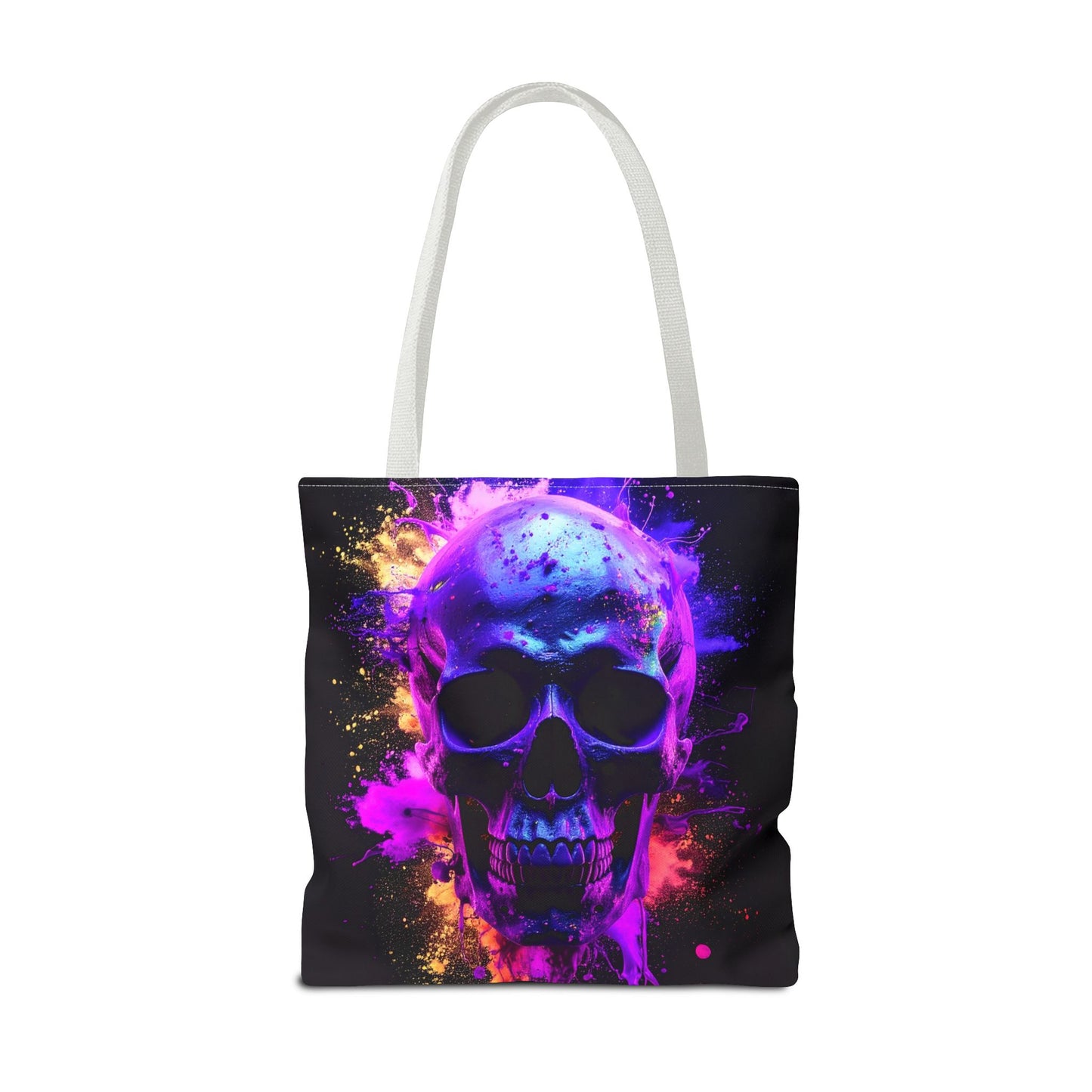 Skull Art Tote Bag, Stylish Shopping Tote, Colorful Beach Bag, Halloween Gift, Edgy Urban Accessory