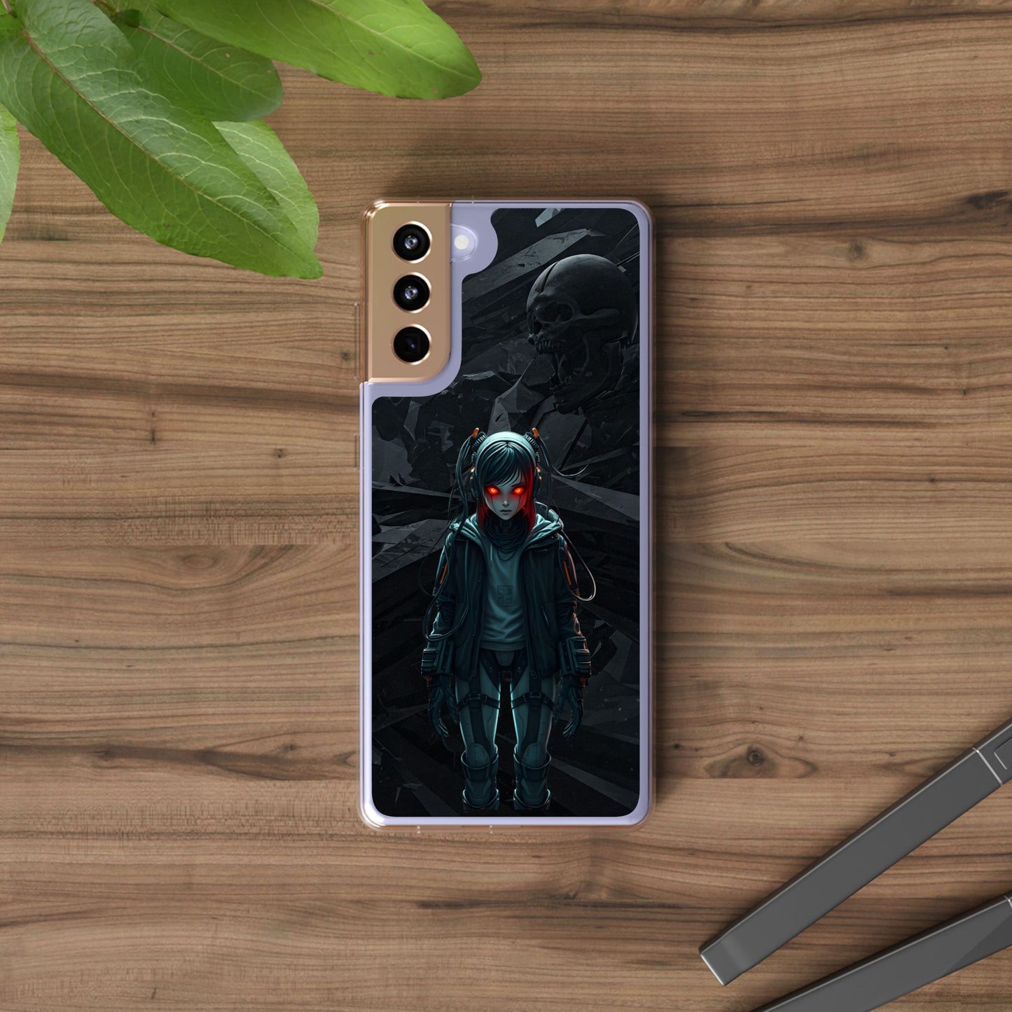Futuristic Clear Phone Case with Cyberpunk Design - Edgy and Stylish