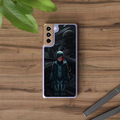 Futuristic Clear Phone Case with Cyberpunk Design - Edgy and Stylish