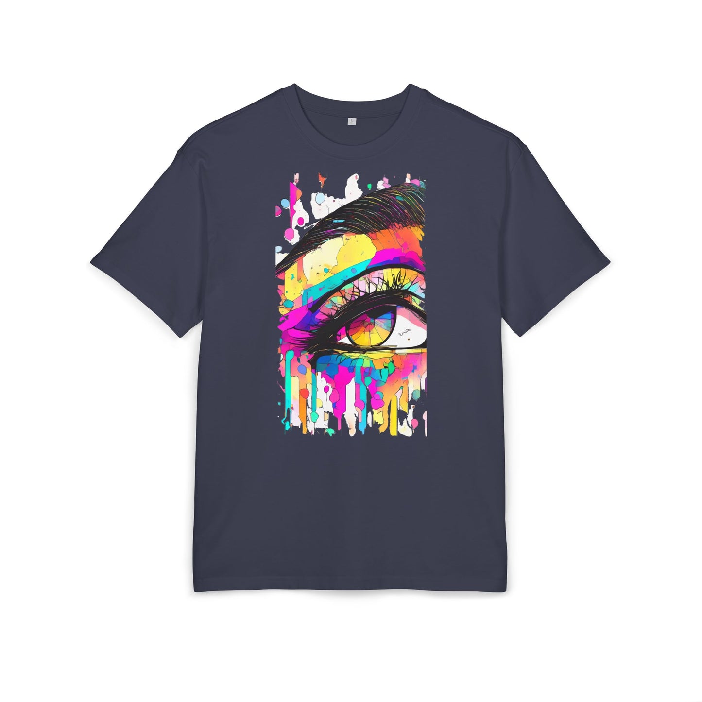 Vibrant Eye Art Oversized Tee, Unisex Heavy Tee for Creative Souls, Art Lovers Gift, Colorful Graphic Shirt, Festival Attire