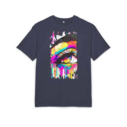 Vibrant Eye Art Oversized Tee, Unisex Heavy Tee for Creative Souls, Art Lovers Gift, Colorful Graphic Shirt, Festival Attire