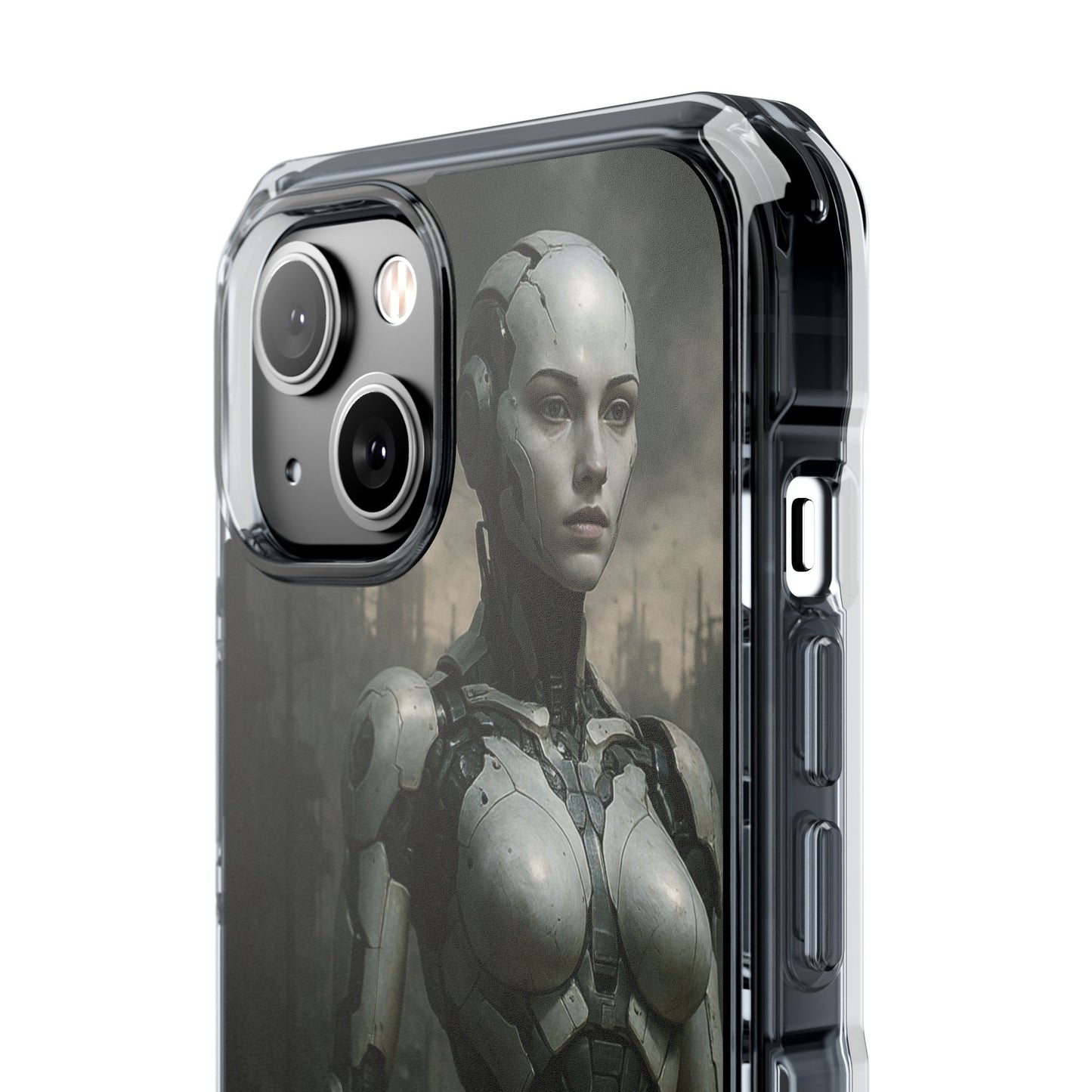 Futuristic Phone Case, Clear Impact Case with Sci-Fi Design, Smartphone Protection, Cyberpunk Aesthetic, Gift for Tech Lovers