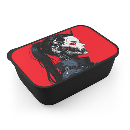 Futuristic Bento Box with Utensils, Stylish Lunch Container, Unique Meal Prep Box, Cyberpunk Food Storage, Perfect for On-the-Go