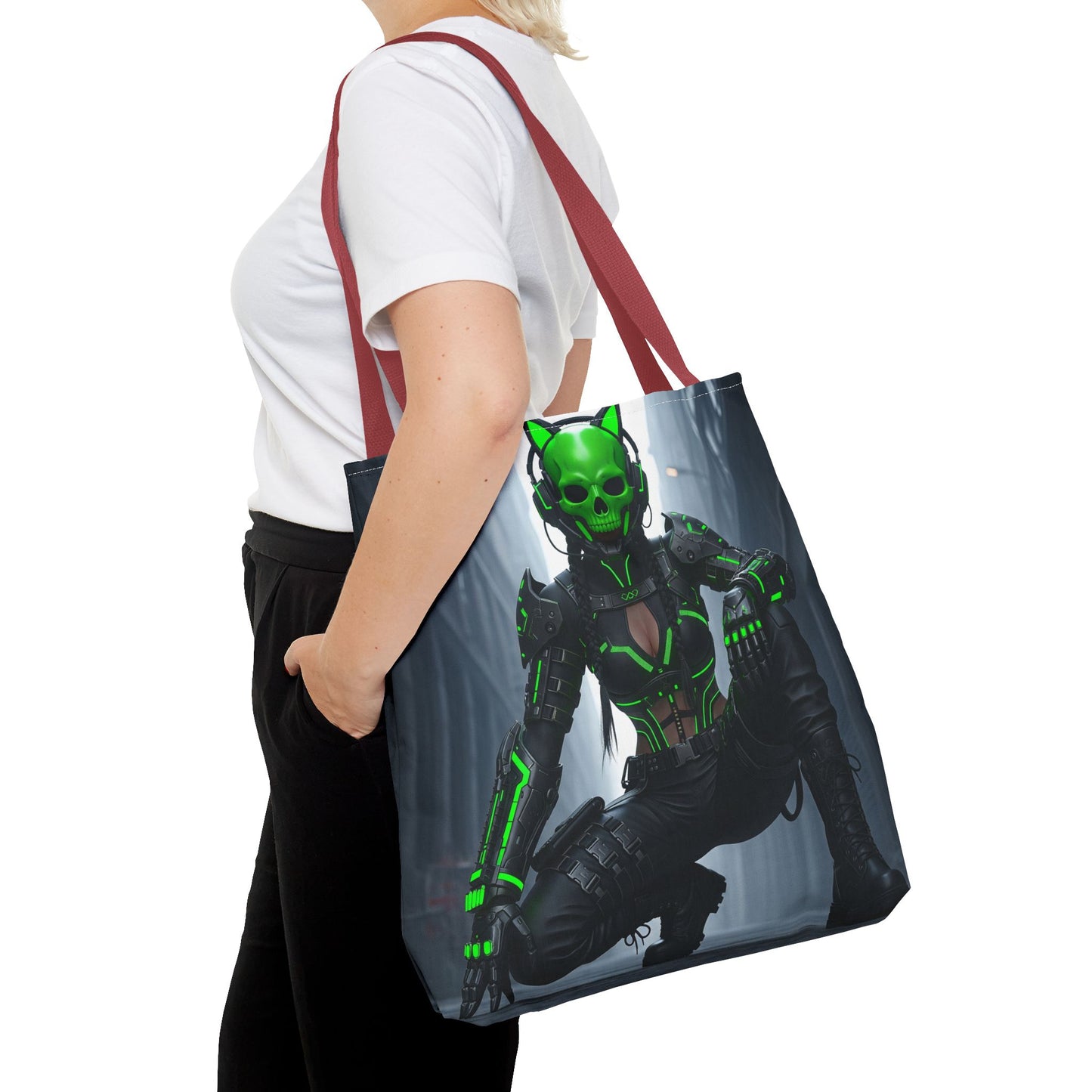 Futuristic Skull Tote Bag - Stylish Eco-Friendly Shopping Bag, Perfect for Casual Outings, Gifts, and Everyday Use
