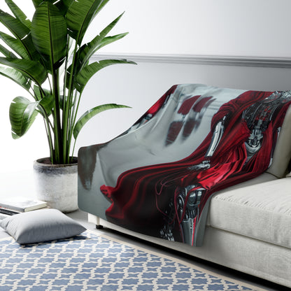 Futuristic Robotic Sherpa Fleece Blanket - Cozy Art for Home Decor