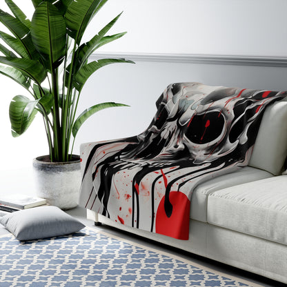 Sherpa Fleece Blanket with Dark Horror Skull Design