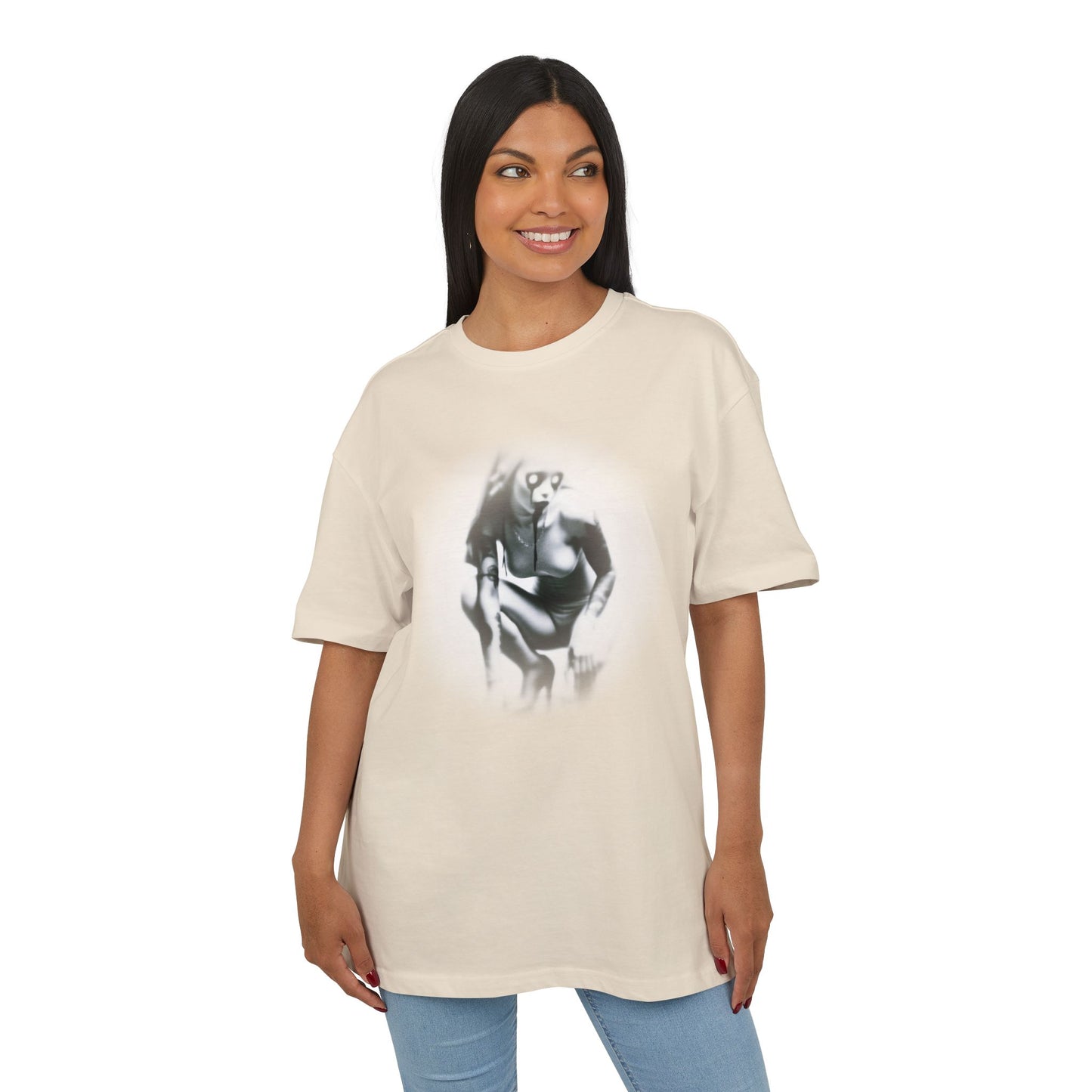 Stylish Unisex Heavy Oversize Tee with Artistic Graphic - Horror Design