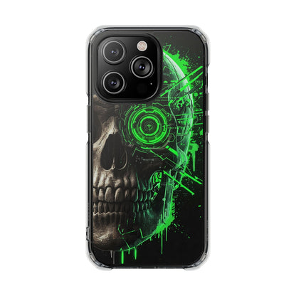 Skull Graphic Phone Case - Magnetic Clear Impact Cases, Skull Design, Unique Phone Protection, Edgy Gift for Tech Lovers