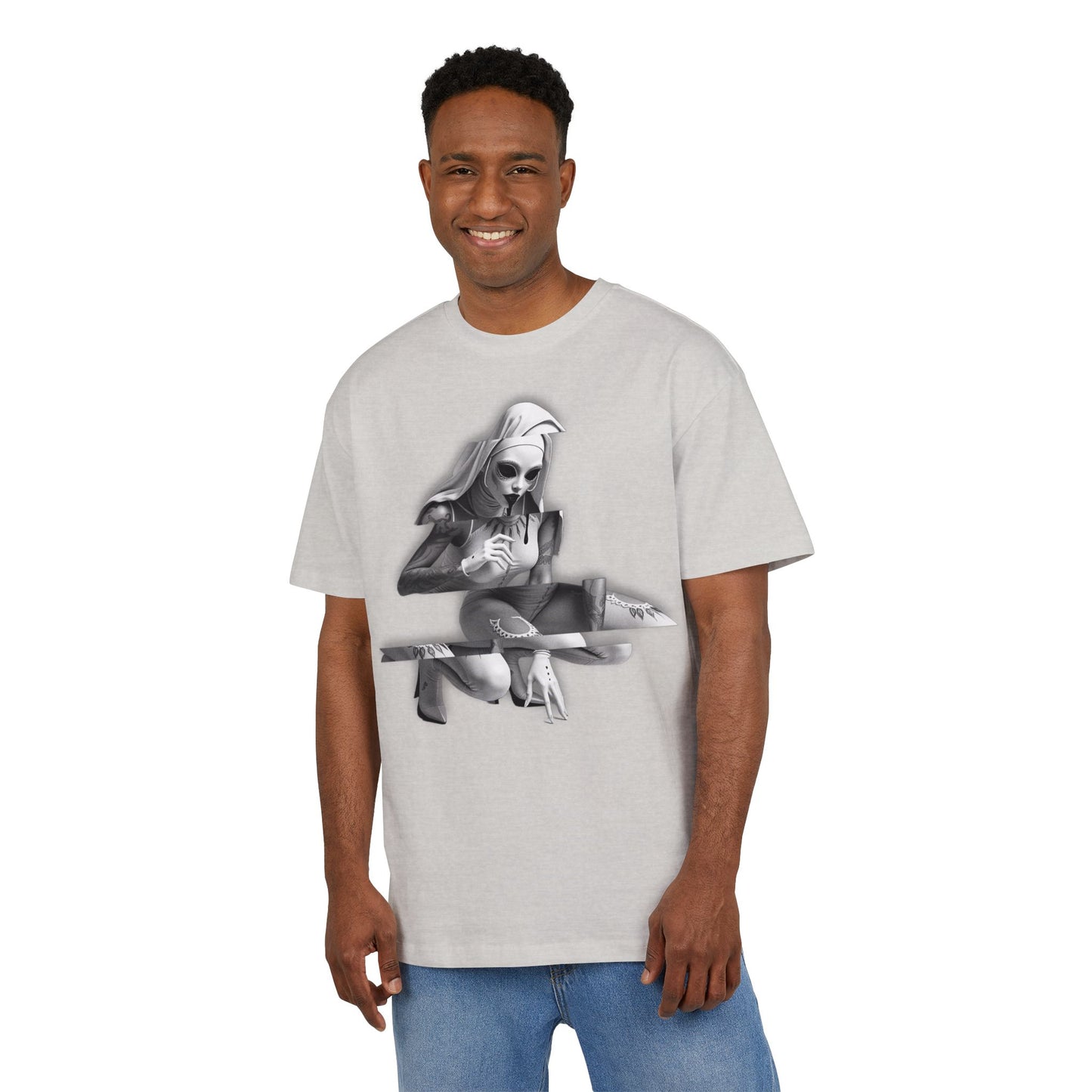 Unisex Heavy Oversize Tee with Horror Design