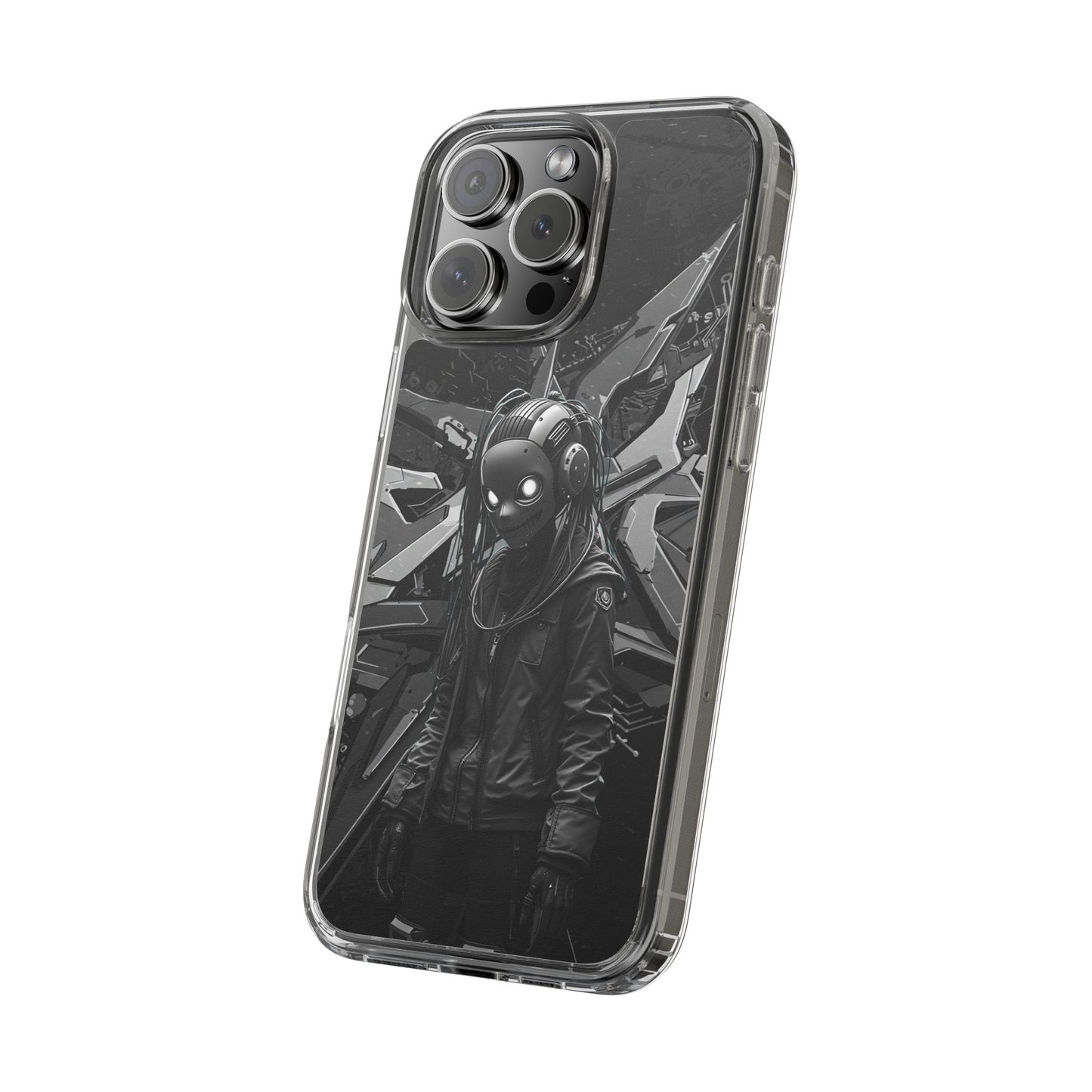 Anime-Inspired Clear Phone Case - Edgy Streetwear Style