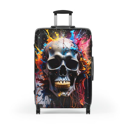 Skull Art Suitcase - Travel Case for Adventurers, Unique Luggage, Gift for Goths, Curated Travel Gear, Eye-Catching Baggage