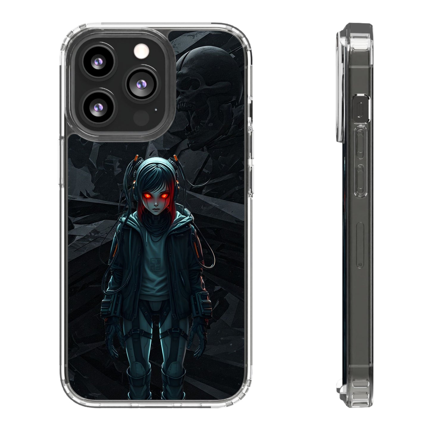 Futuristic Clear Phone Case with Cyberpunk Design - Edgy and Stylish