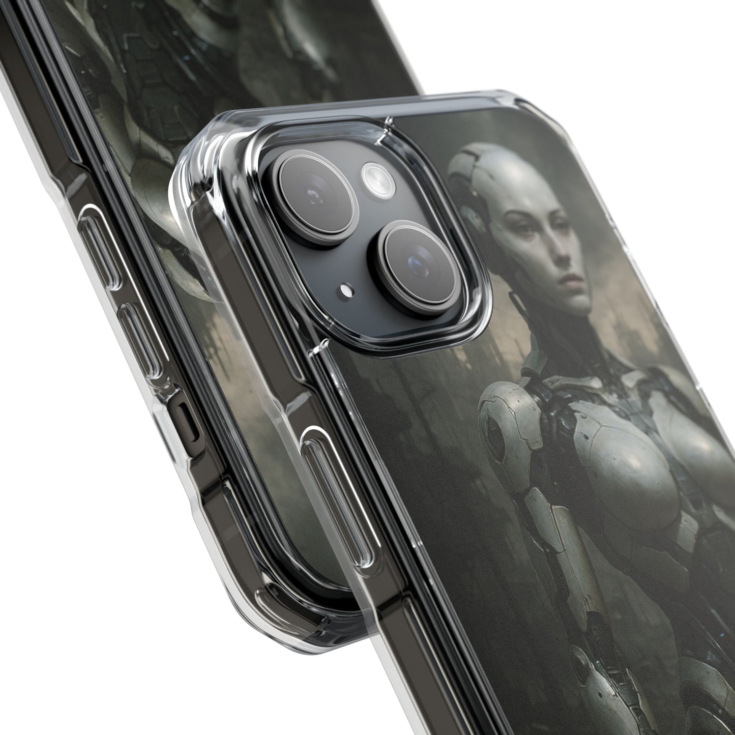 Futuristic Phone Case, Clear Impact Case with Sci-Fi Design, Smartphone Protection, Cyberpunk Aesthetic, Gift for Tech Lovers
