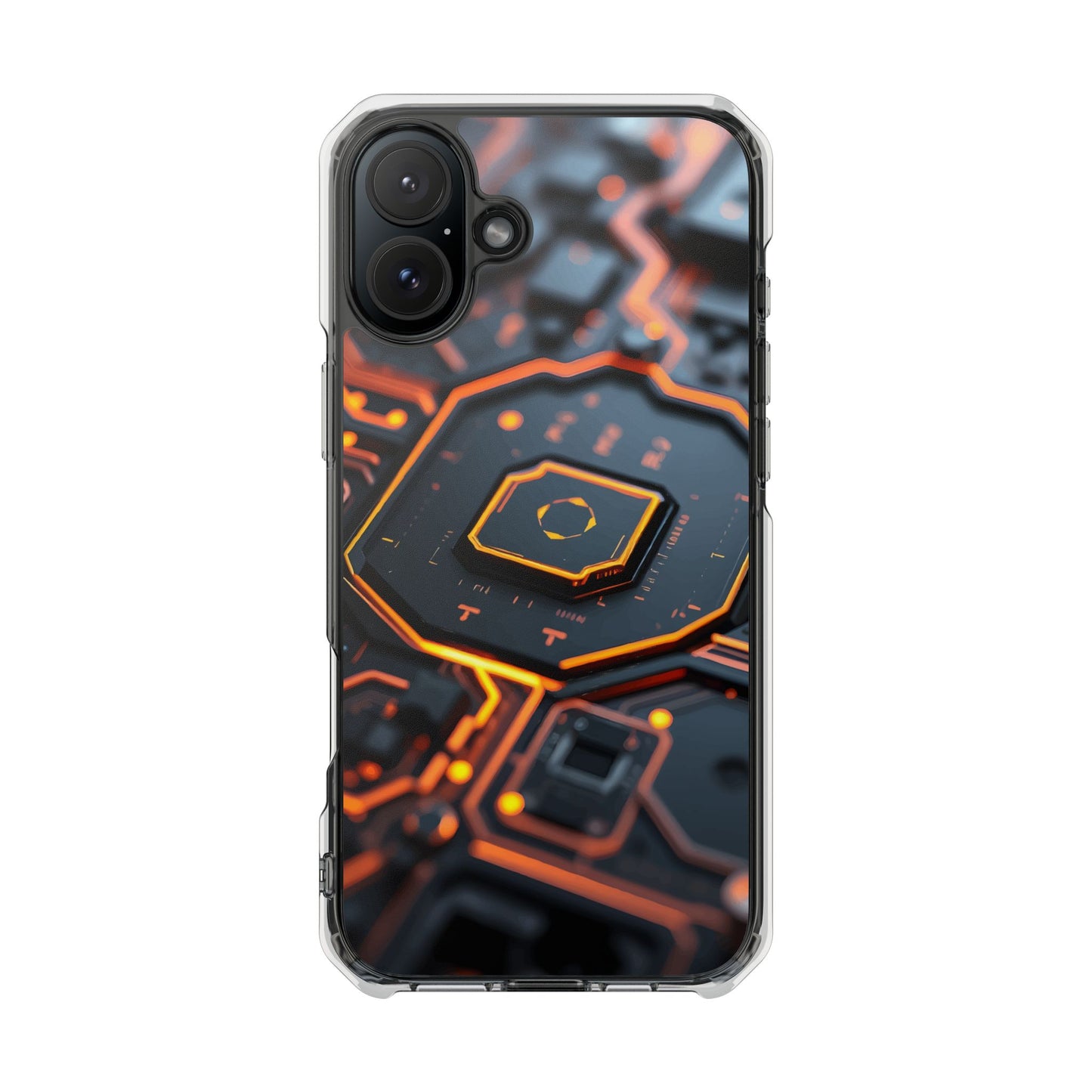 Futuristic Magnetic Phone Case, Clear Impact Case, Stylish Tech Accessory, Gifts for Tech Enthusiasts, Unique Phone Cover
