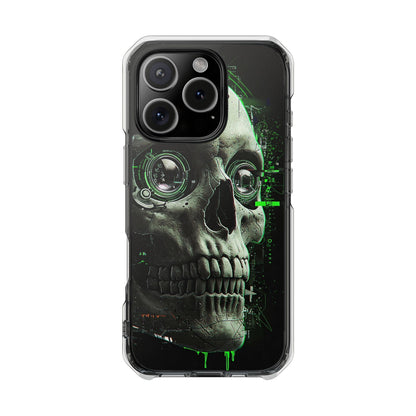 Gothic Skull Phone Case, Cyberpunk Design, Clear Impact Protection, Unique Gift for Him, Halloween Accessories, Tech Lover