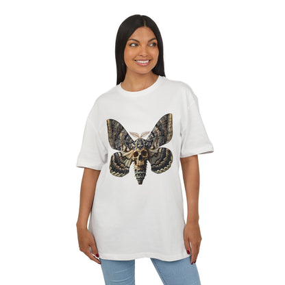 Unisex Oversize Tee with Skull Moth Design - Edgy Graphic Shirt