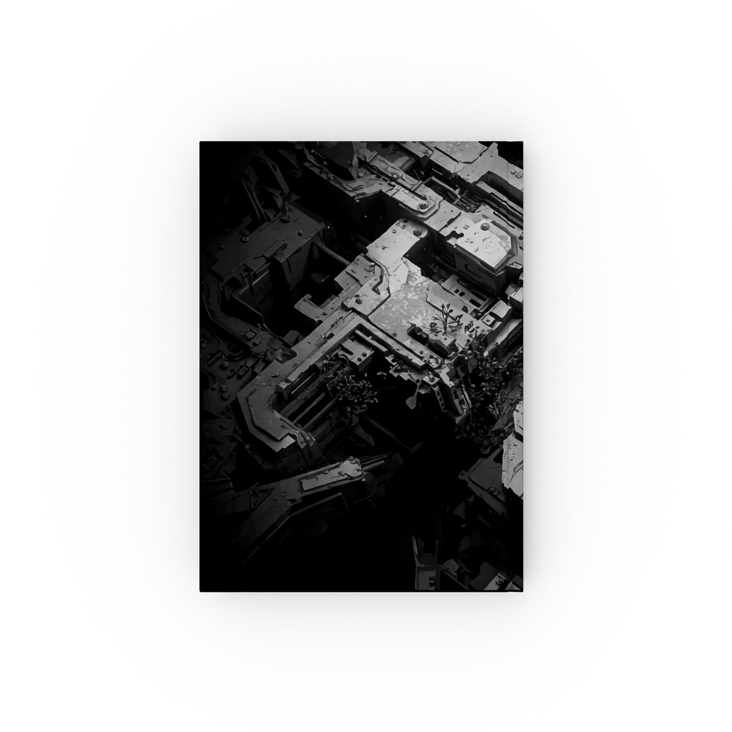 Futuristic Hard Backed Journal, Sci-Fi Notebook, Black Art Journal, Unique Gift for Tech Lovers, Artistic Writing Journal