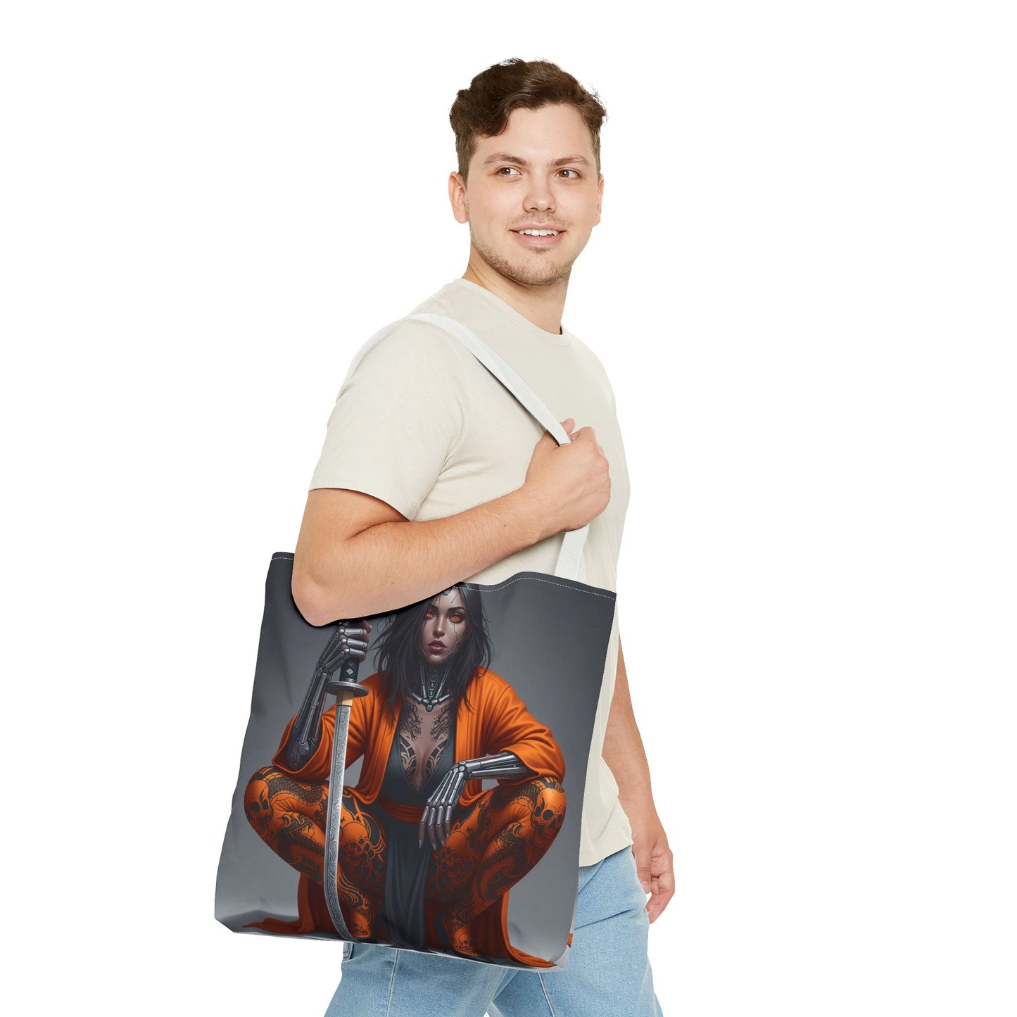 Fierce Samurai Tote Bag | Stylish AOP Bag for Anime Lovers | Perfect for Everyday, Shopping, or Gifts | Unique and Bold Design