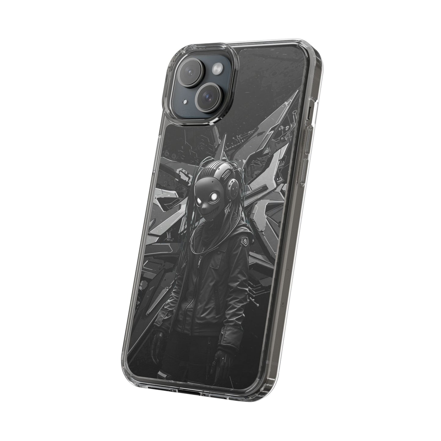 Anime-Inspired Clear Phone Case - Edgy Streetwear Style