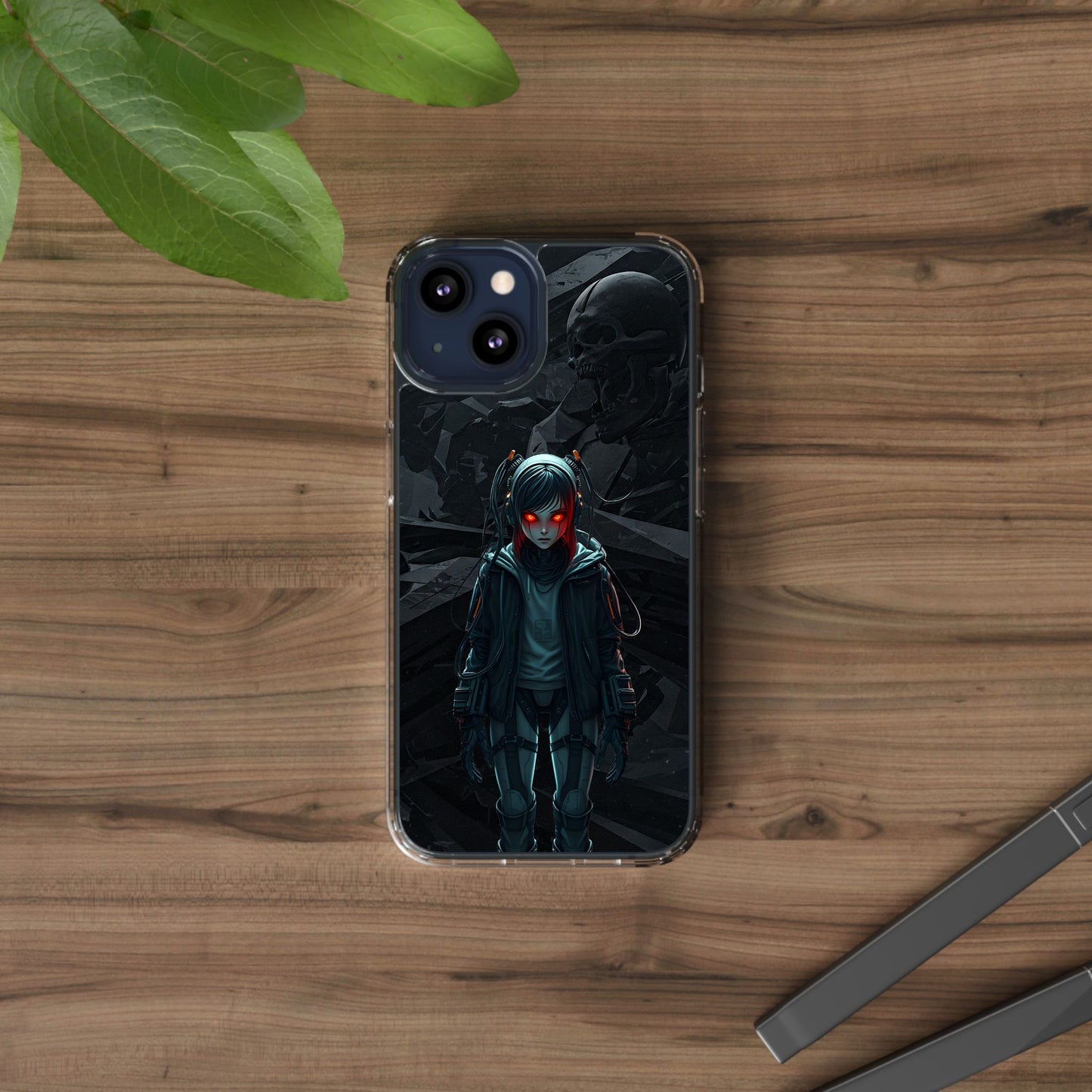 Futuristic Clear Phone Case with Cyberpunk Design - Edgy and Stylish