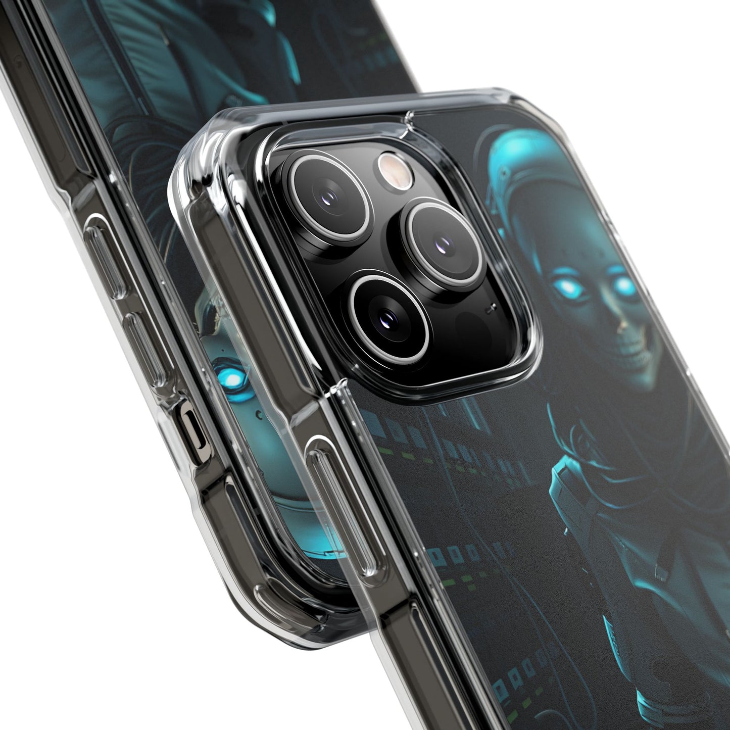 Futuristic Robot Phone Case, Magnetic Clear Impact Case, Unique Gift for Tech Lovers, Protective Smartphone Accessory, Cyberpunk Style