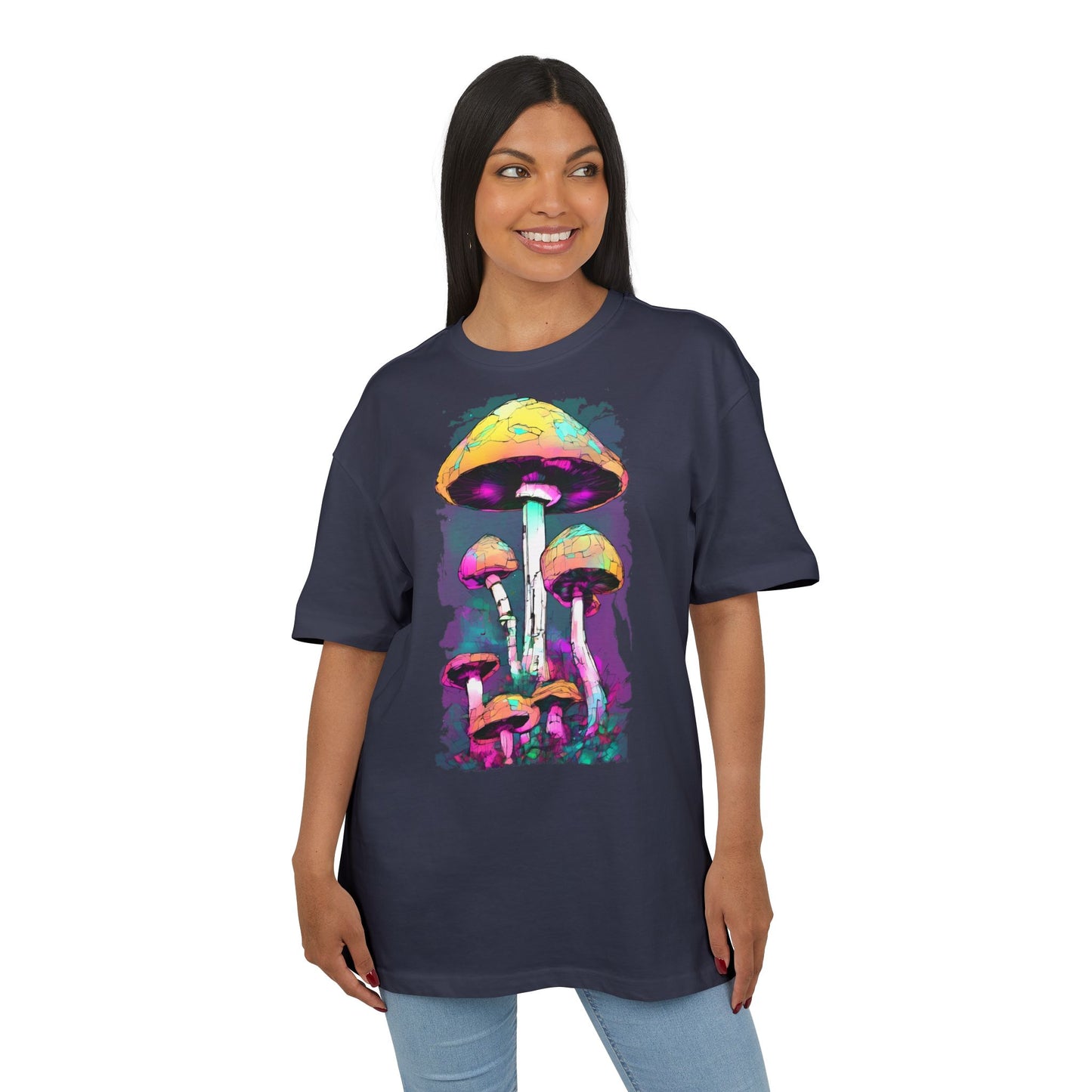 Trippy Mushroom Unisex Oversize Tee | Psychedelic Art Shirt, Retro Graphic Tee, Festival Wear, Gift for Nature Lovers, Streetwear