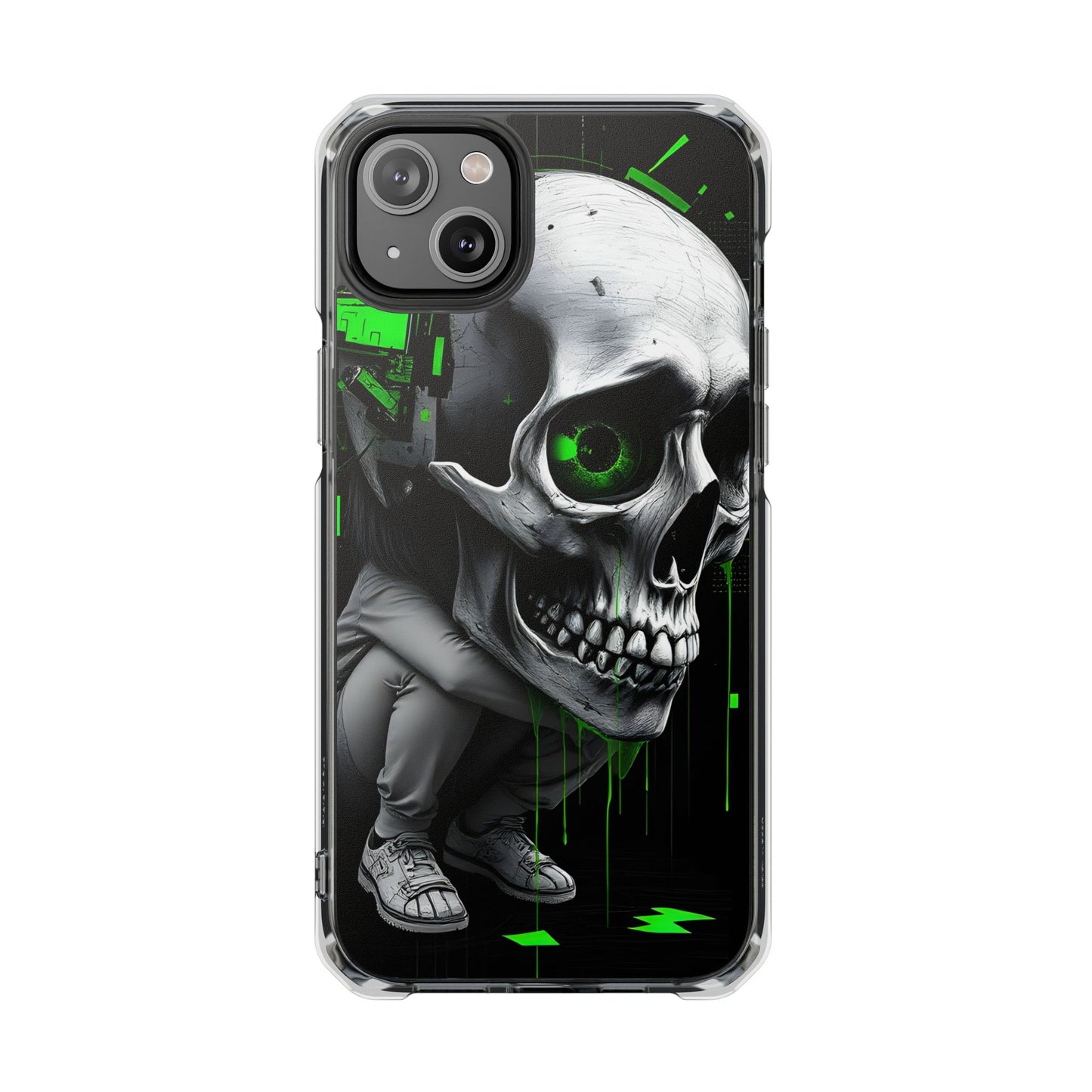 Edgy Skull Phone Case - Magnetic Clear Impact Cases, Unique Phone Cover, Goth Accessory, Halloween Gift, Stylish Tech Protection