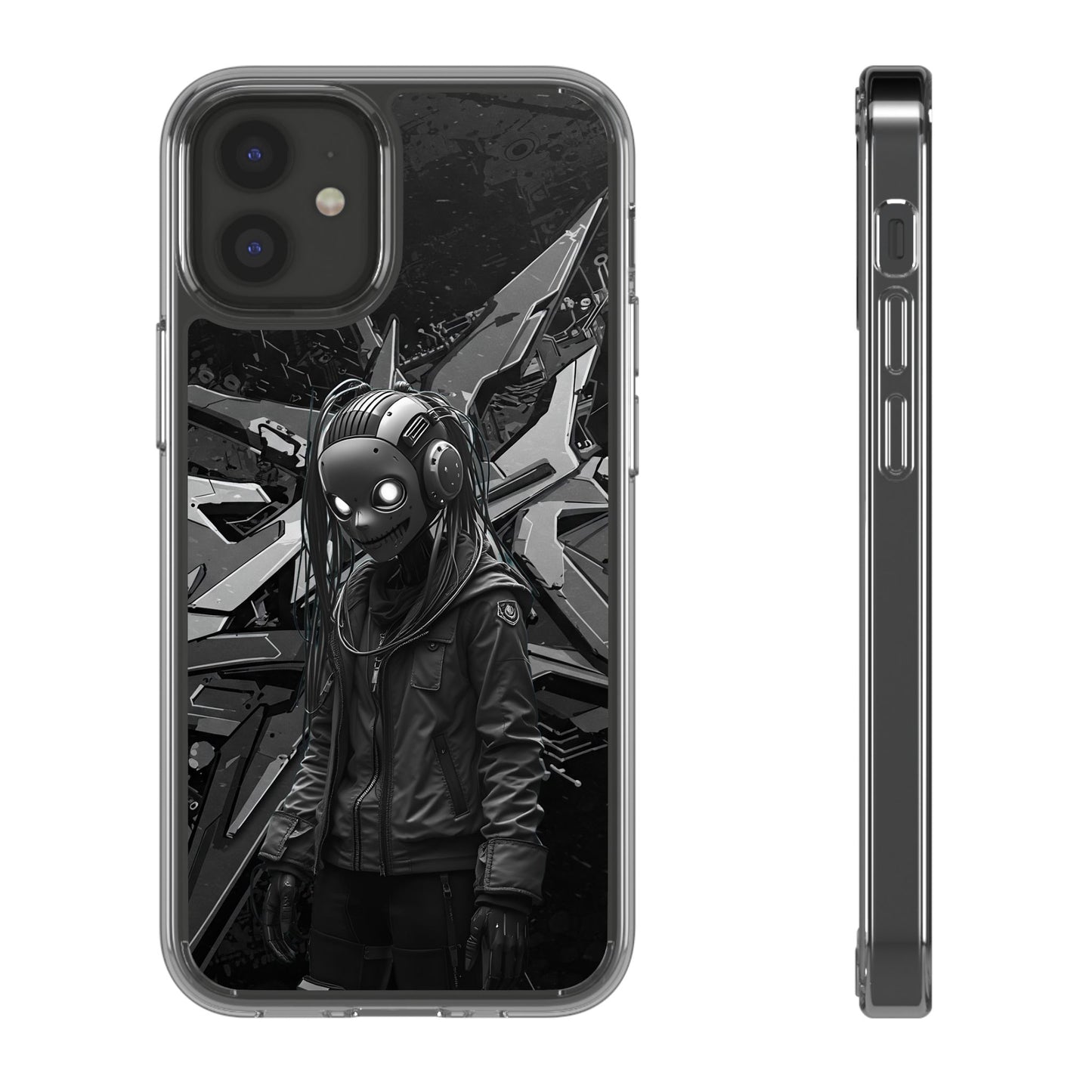 Anime-Inspired Clear Phone Case - Edgy Streetwear Style