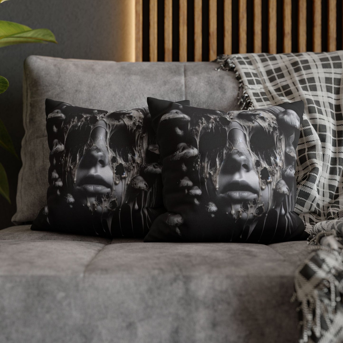 Dark Art Decorative Pillowcase, Gothic Home Decor, Statement Cushion Cover, Unique Gift for Art Lovers, Halloween Decor