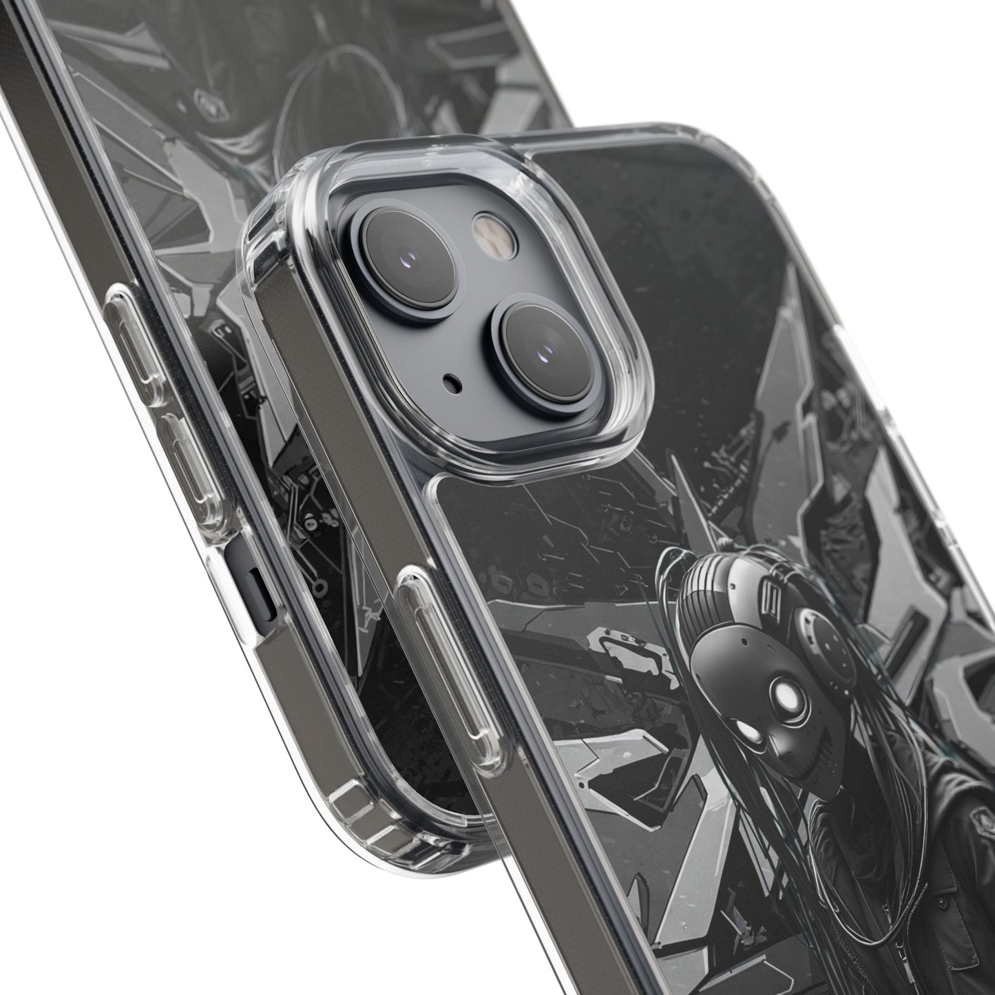 Anime-Inspired Clear Phone Case - Edgy Streetwear Style