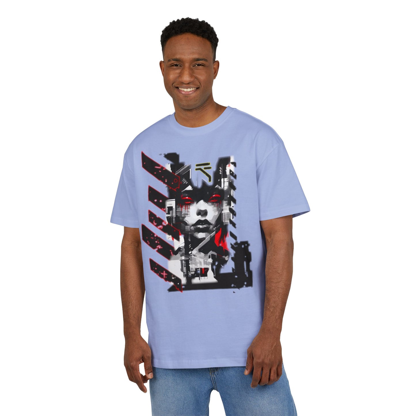 Unisex Heavy Oversize Tee with Urban Art Design - Streetwear Style Tee