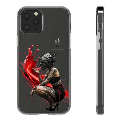 Dystopian Art Clear Phone Case - Futuristic Style with Bold Design