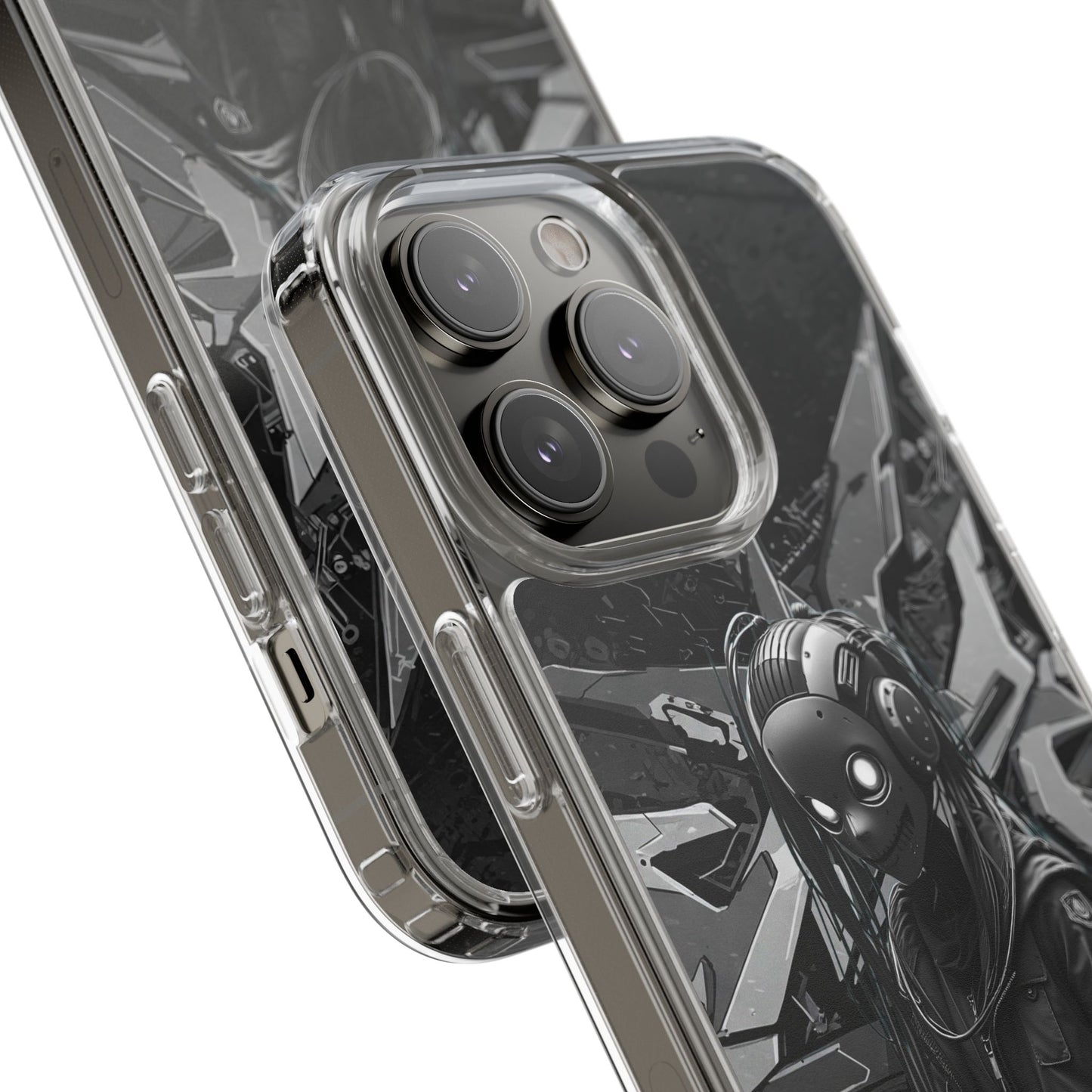 Anime-Inspired Clear Phone Case - Edgy Streetwear Style