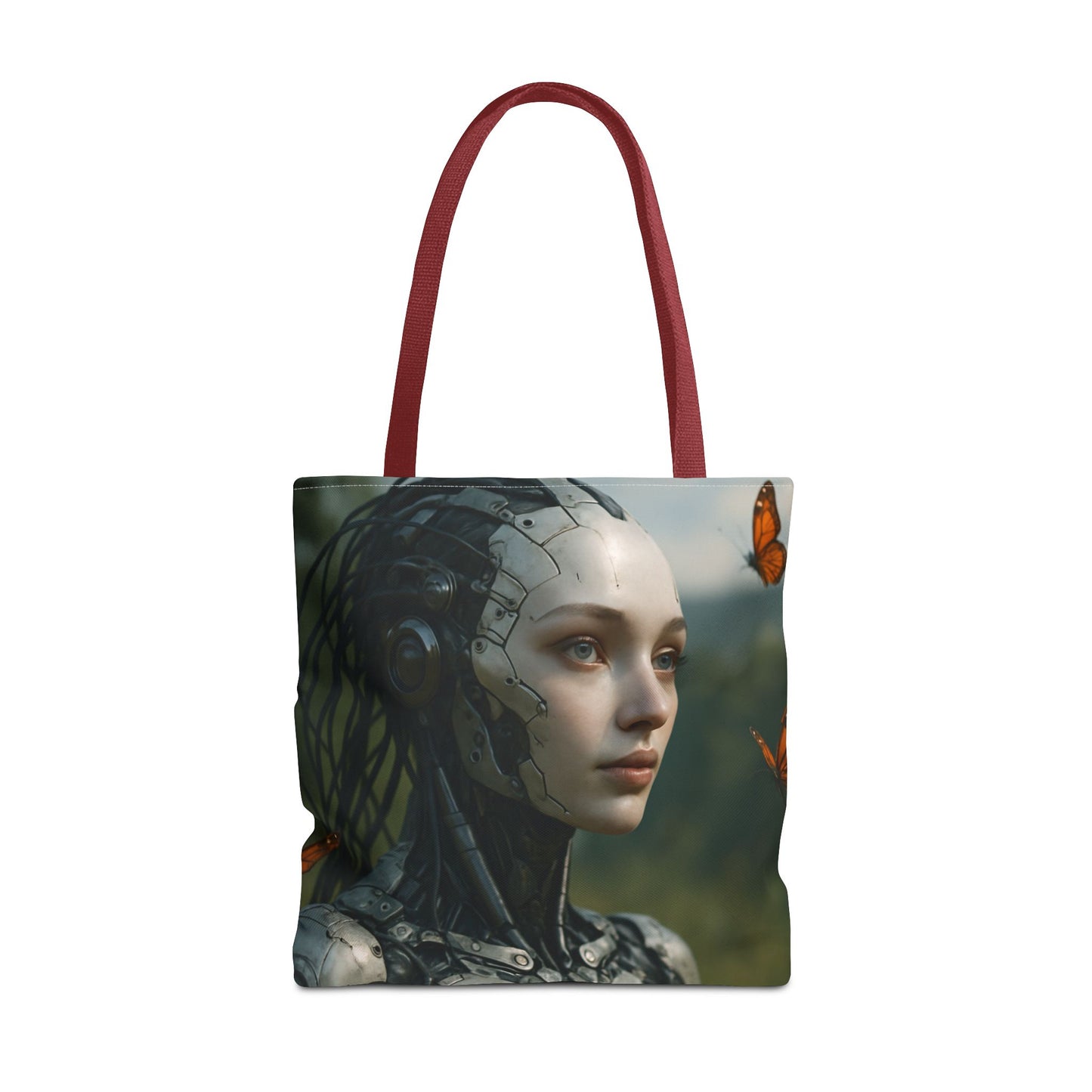 Futuristic Nature-Inspired Tote Bag, Eco-Friendly Bag, Gift for Tech Lovers, Reusable Shopping Bag, Art Tote for Nature Enthusiasts