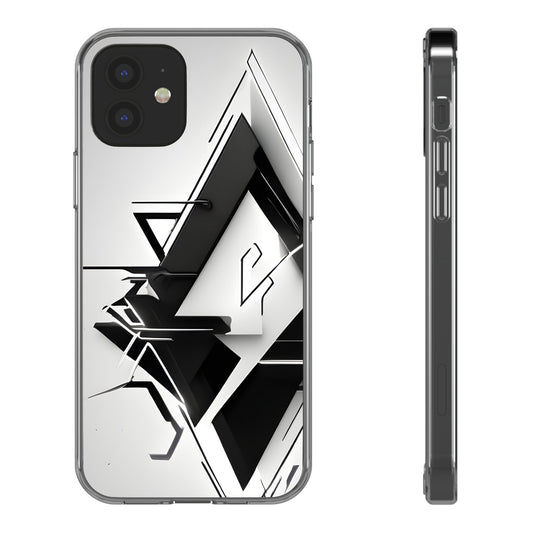 Clear Phone Case with Abstract Edgy Design Print