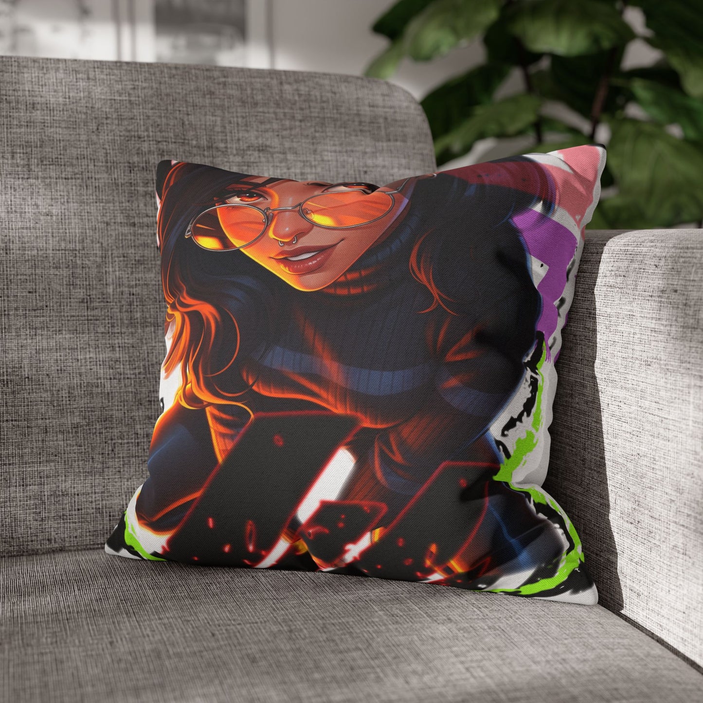 Vibrant Art Throw Pillow, Cozy Home Decor, Unique Gift for Gamers, Boho Cushion for Comfort, Stylish Accent Pillow