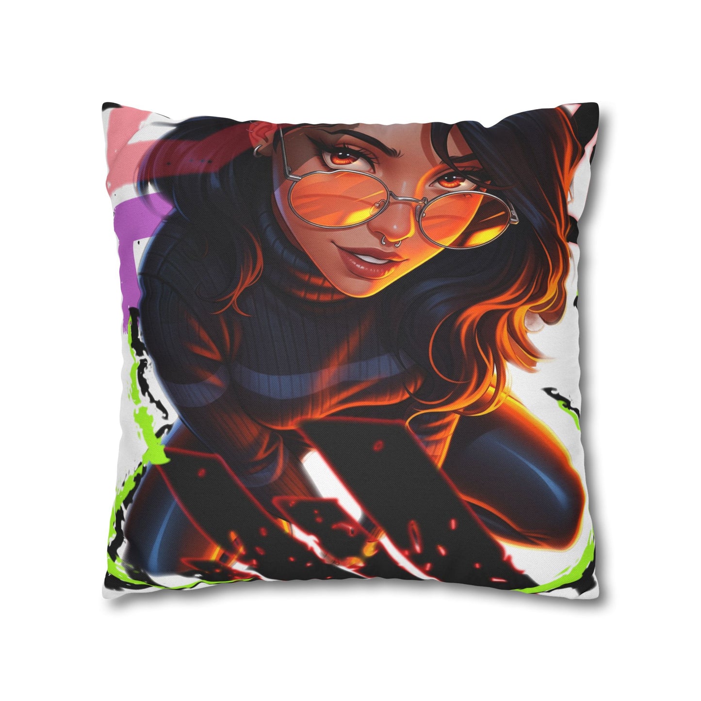 Vibrant Art Throw Pillow, Cozy Home Decor, Unique Gift for Gamers, Boho Cushion for Comfort, Stylish Accent Pillow