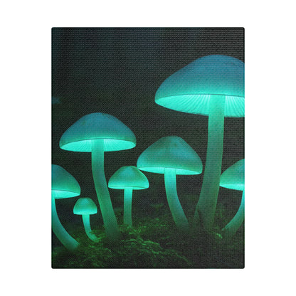 Glowing Mushroom Canvas Art Print, Mystical Wall Decor, Nature Lovers Gift, Home Aesthetic, Unique Artwork for Bedrooms, Living Rooms