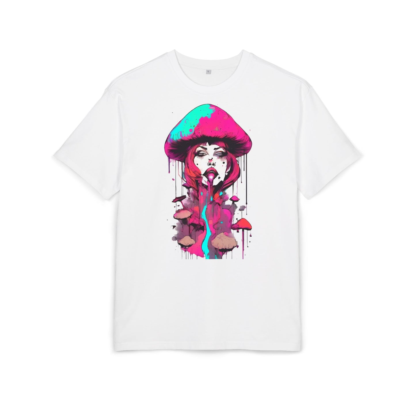 Vibrant Mushroom Art Unisex Heavy Oversize Tee, Funky T-Shirt, Artistic Casual Wear, Gift for Art Lovers, Unique Streetwear