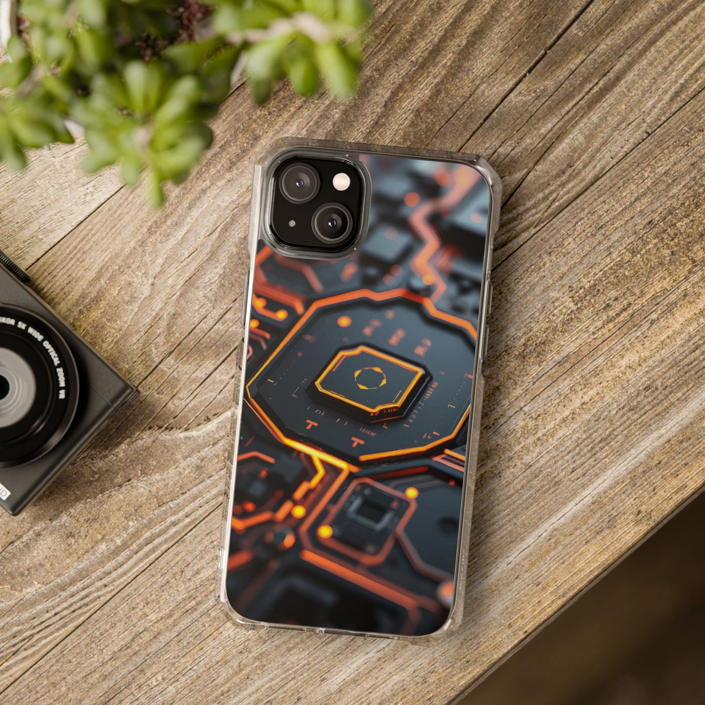 Futuristic Magnetic Phone Case, Clear Impact Case, Stylish Tech Accessory, Gifts for Tech Enthusiasts, Unique Phone Cover
