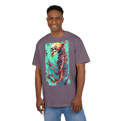 Colorful Skeleton Art Unisex Heavy Oversize Tee | Graphic Tee, Skeleton Shirt, Artsy Gift, Halloween Apparel, Trendy Streetwear