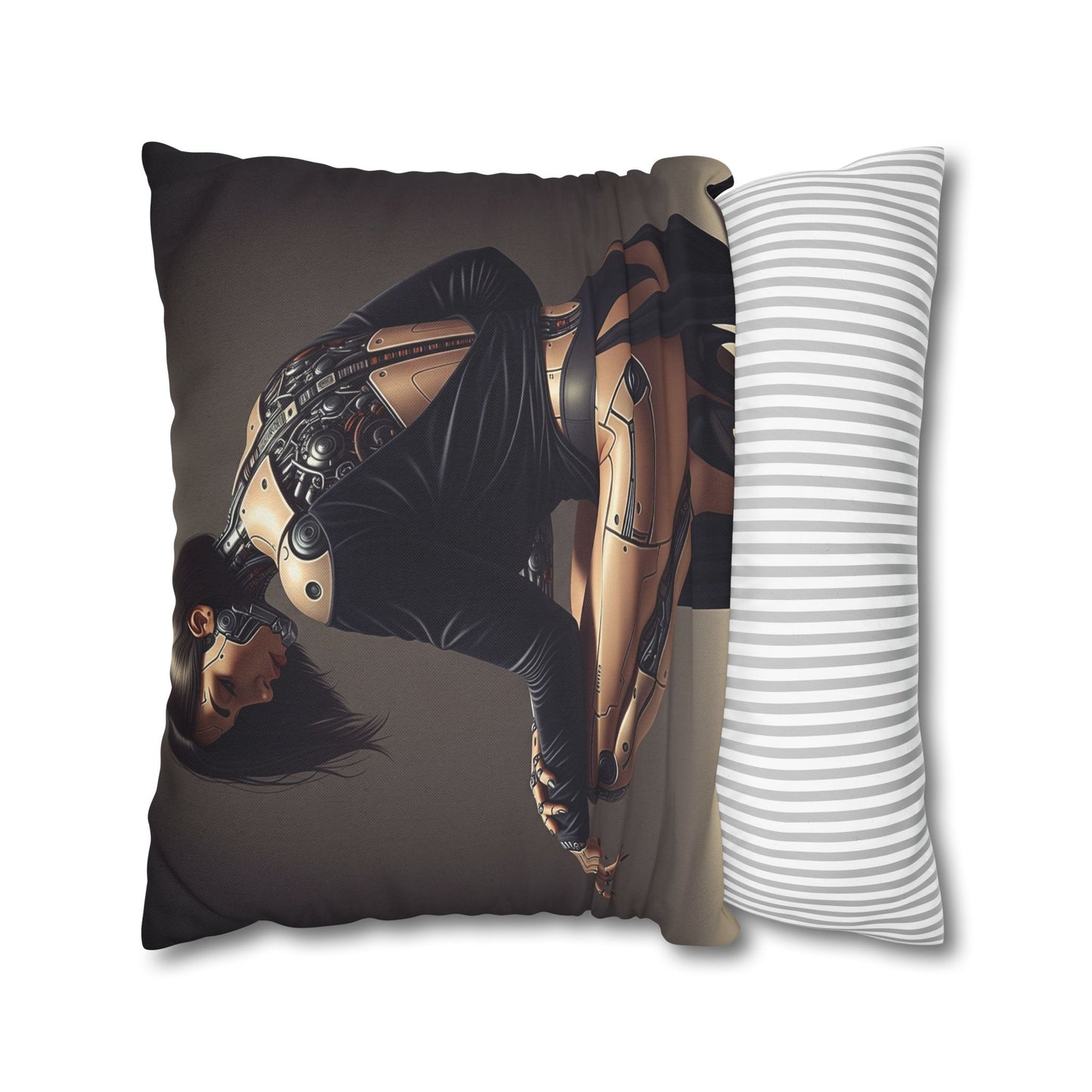 Futuristic Robot Art Pillowcase, Decorative Throw Pillow, Modern Home Decor, Gift for Tech Lovers, Cyberpunk Cushion Cover