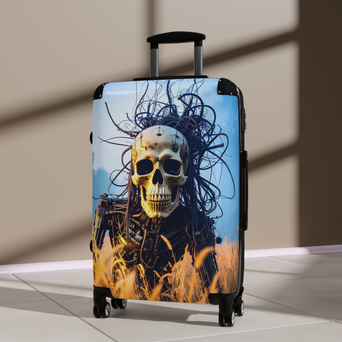 Skull Design Suitcase - Edgy Luggage for Travel, Halloween Decor, Unique Gifts, Skull Lover Merchandise, Travel Accessories