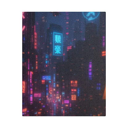 Urban Neon Art Canvas, Modern Wall Decor, Cyberpunk Artwork, Home Office Decoration, Gallery Style Print