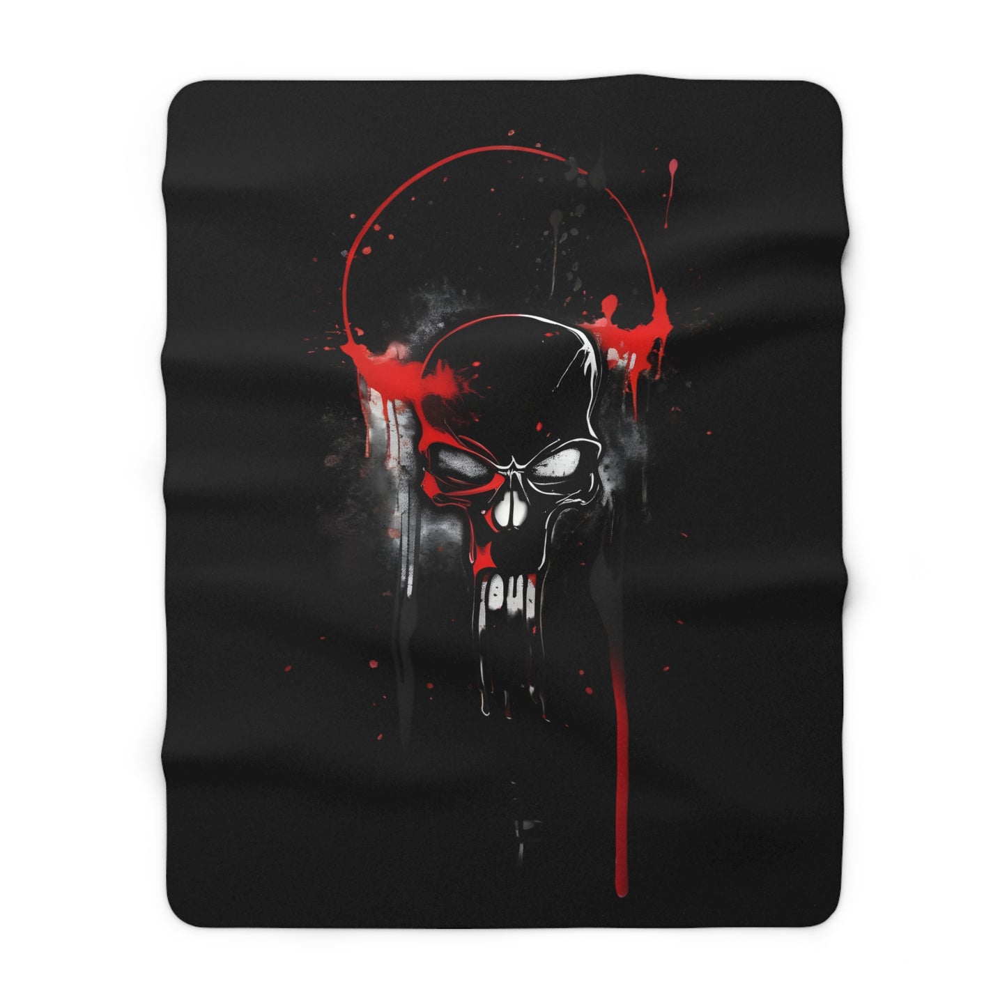 Sherpa Fleece Blanket with Dark Skull Horror Design