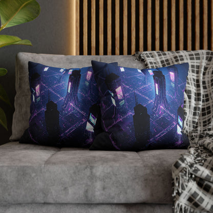 Futuristic Cityscape Pillowcase, Home Decor, Throw Pillow Cover, Gift for Gamers, Cyberpunk Vibe, Modern Bedroom Accent
